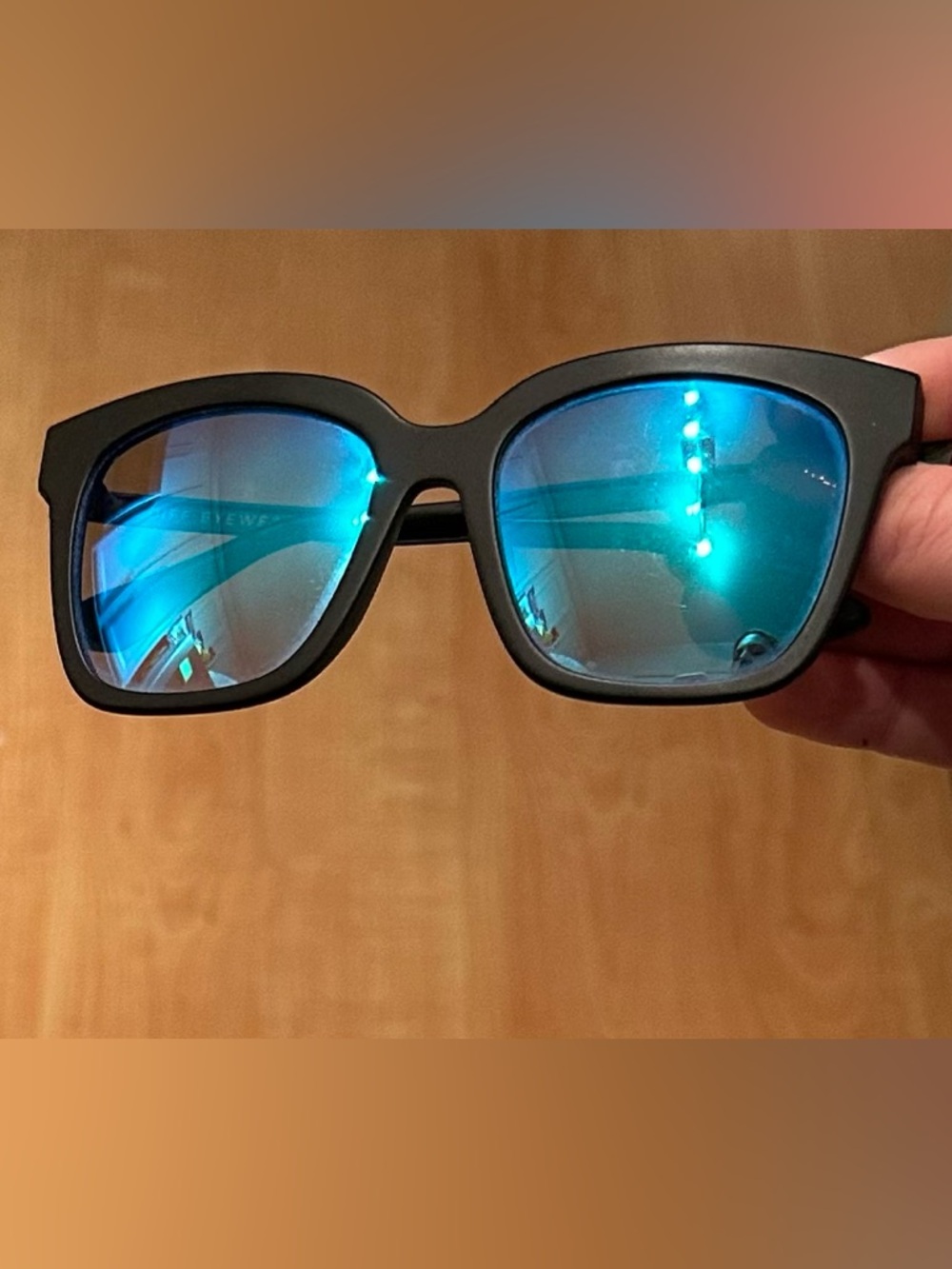 Diff Eyewear Matte Black Frame with Blue Mirrored Lenses